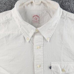 Brooks Brothers Button-Down Cotton XL White Mens Shirt Pocket Business Solid